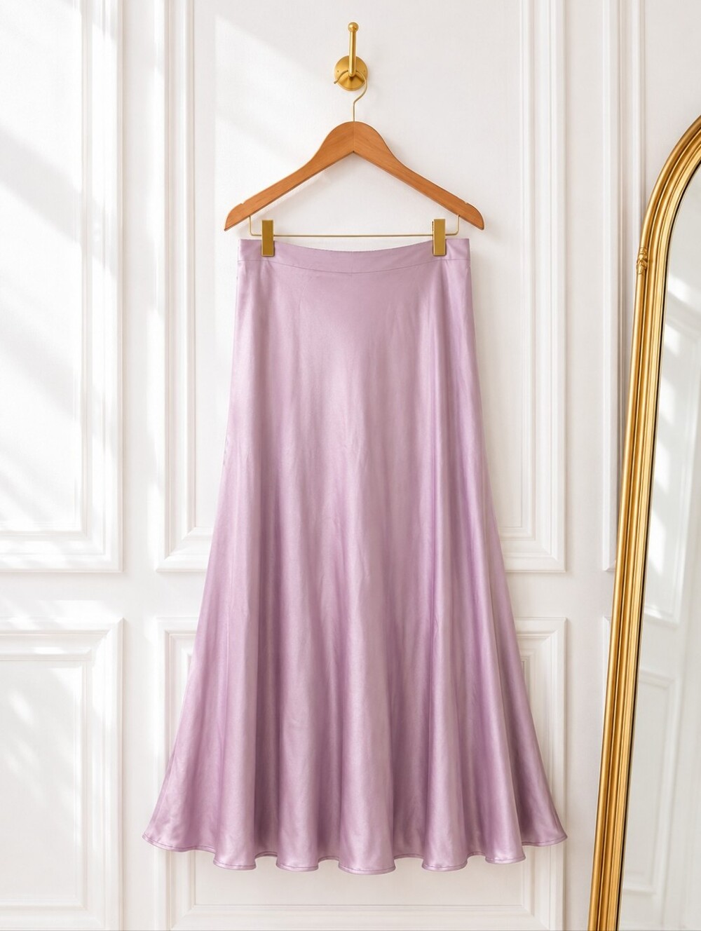 NWT Zeagoo Satin Maxi Skirt Size XL Lilac Lavender A-Line Slip Skirt Elegant - Picture 5 of 8
